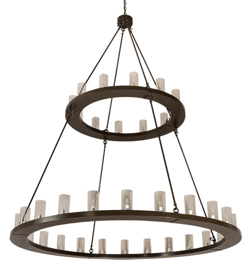 Meyda Lighting Loxley 72" 36-Light 2-Tier Timeless Bronze Chandelier With Clear Seeded Shade Glass
