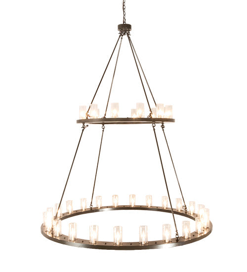 Meyda Lighting Loxley 72" 36-Light 2-Tier Timeless Bronze Chandelier With Clear Seeded Shade Glass