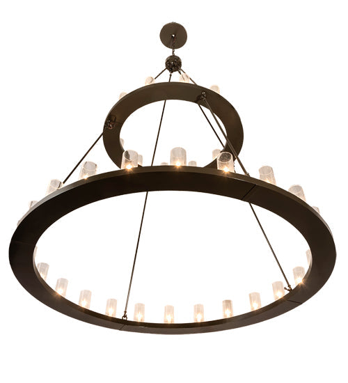 Meyda Lighting Loxley 72" 36-Light 2-Tier Timeless Bronze Chandelier With Clear Seeded Shade Glass