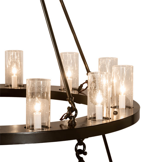 Meyda Lighting Loxley 72" 36-Light 2-Tier Timeless Bronze Chandelier With Clear Seeded Shade Glass