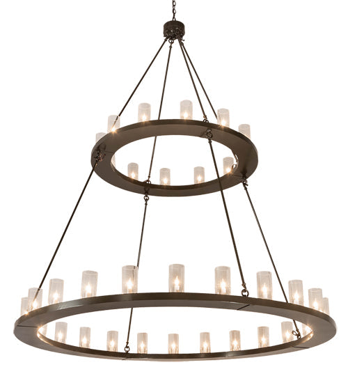 Meyda Lighting Loxley 72" 36-Light 2-Tier Timeless Bronze Chandelier With Clear Seeded Shade Glass