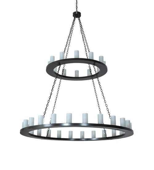 Meyda Lighting Loxley 72" 36-Light 2-Tier Timeless Bronze Chandelier With Frosted Clear Shade Glass