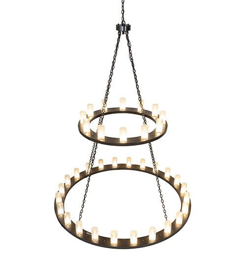 Meyda Lighting Loxley 72" 36-Light 2-Tier Timeless Bronze Chandelier With Frosted Clear Shade Glass