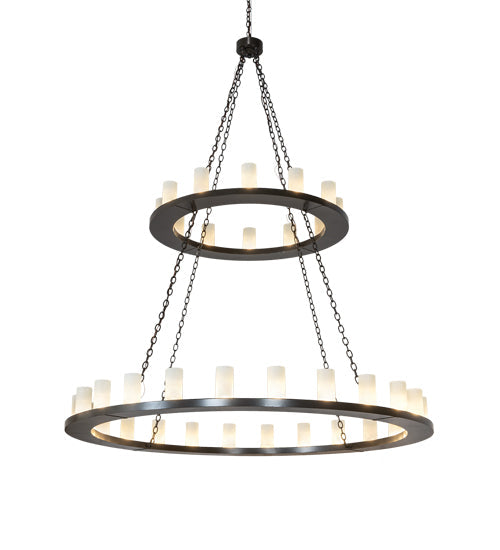Meyda Lighting Loxley 72" 36-Light 2-Tier Timeless Bronze Chandelier With Frosted Clear Shade Glass