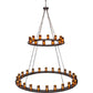 Meyda Lighting Loxley 72" 36-Light Mahogany Bronze Chandelier With Amber Shade Glass