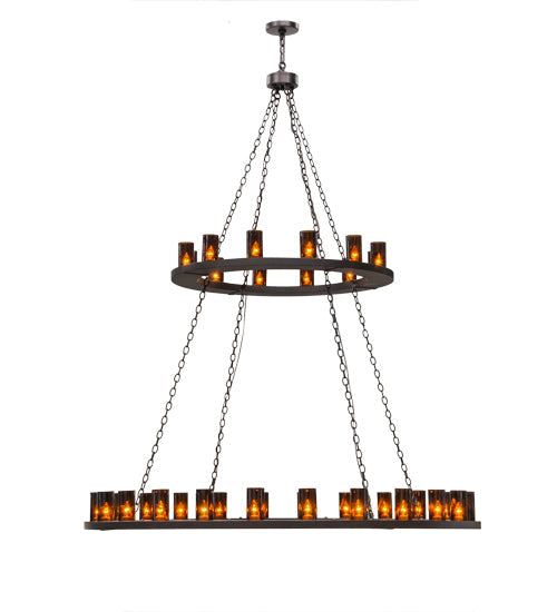 Meyda Lighting Loxley 72" 36-Light Mahogany Bronze Chandelier With Amber Shade Glass