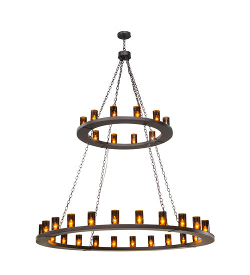 Meyda Lighting Loxley 72" 36-Light Mahogany Bronze Chandelier With Amber Shade Glass