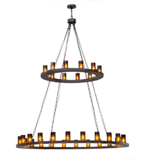 Meyda Lighting Loxley 72" 36-Light Mahogany Bronze Chandelier With Amber Shade Glass