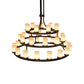 Meyda Lighting Loxley 72" 39-Light 3-Tier Mahogany Bronze Chandelier With Beige Sahara Taupe Idalight Shade Glass