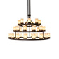 Meyda Lighting Loxley 72" 39-Light 3-Tier Mahogany Bronze Chandelier With Beige Sahara Taupe Idalight Shade Glass