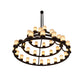 Meyda Lighting Loxley 72" 39-Light 3-Tier Mahogany Bronze Chandelier With Beige Sahara Taupe Idalight Shade Glass