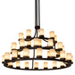 Meyda Lighting Loxley 72" 39-Light 3-Tier Mahogany Bronze Chandelier With Beige Sahara Taupe Idalight Shade Glass