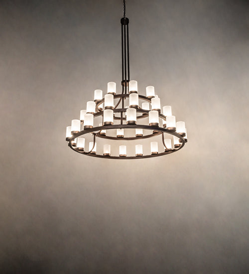 Meyda Lighting Loxley 72" 39-Light 3-Tier Mahogany Bronze Chandelier With Frosted Clear Shade Glass