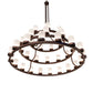 Meyda Lighting Loxley 72" 39-Light 3-Tier Mahogany Bronze Chandelier With Frosted Clear Shade Glass