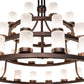 Meyda Lighting Loxley 72" 39-Light 3-Tier Mahogany Bronze Chandelier With Frosted Clear Shade Glass