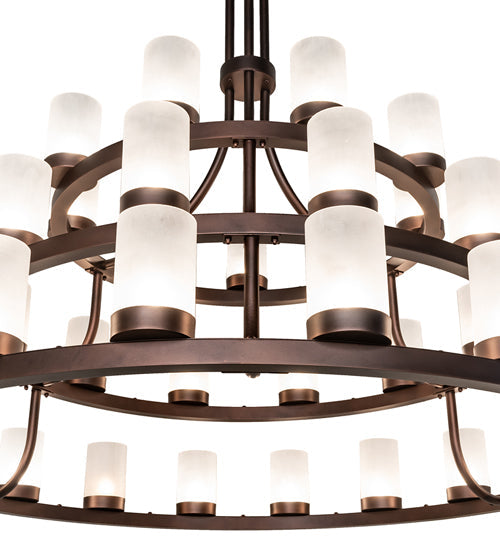 Meyda Lighting Loxley 72" 39-Light 3-Tier Mahogany Bronze Chandelier With Frosted Clear Shade Glass