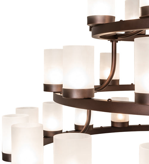 Meyda Lighting Loxley 72" 39-Light 3-Tier Mahogany Bronze Chandelier With Frosted Clear Shade Glass