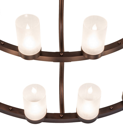 Meyda Lighting Loxley 72" 39-Light 3-Tier Mahogany Bronze Chandelier With Frosted Clear Shade Glass
