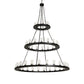Meyda Lighting Loxley 72" 48-Light 3-Tier Textured Black Chandelier With Clear Seeded Shade Glass
