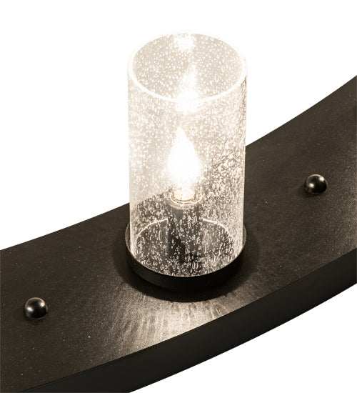 Meyda Lighting Loxley 72" 48-Light 3-Tier Textured Black Chandelier With Clear Seeded Shade Glass