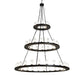 Meyda Lighting Loxley 72" 48-Light 3-Tier Textured Black Chandelier With Clear Seeded Shade Glass