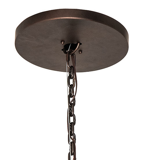 Meyda Lighting Loxley 72" 63-Light 3-Tier Mahogany Bronze Shelburne Chandelier With Silver Mica Shade Glass