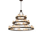 Meyda Lighting Loxley 72" 63-Light 3-Tier Mahogany Bronze Shelburne Chandelier With Silver Mica Shade Glass