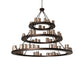 Meyda Lighting Loxley 72" 63-Light 3-Tier Mahogany Bronze Shelburne Chandelier With Silver Mica Shade Glass