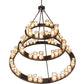 Meyda Lighting Loxley 72" 63-Light 3-Tier Mahogany Bronze Shelburne Chandelier With Silver Mica Shade Glass