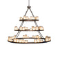 Meyda Lighting Loxley 72" 63-Light 3-Tier Mahogany Bronze Shelburne Chandelier With Silver Mica Shade Glass