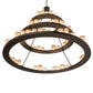 Meyda Lighting Loxley 72" 63-Light 3-Tier Mahogany Bronze Shelburne Chandelier With Silver Mica Shade Glass
