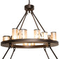 Meyda Lighting Loxley 72" 63-Light 3-Tier Mahogany Bronze Shelburne Chandelier With Silver Mica Shade Glass