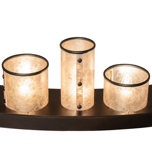 Meyda Lighting Loxley 72" 63-Light 3-Tier Mahogany Bronze Shelburne Chandelier With Silver Mica Shade Glass