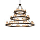 Meyda Lighting Loxley 72" 63-Light 3-Tier Mahogany Bronze Shelburne Chandelier With Silver Mica Shade Glass