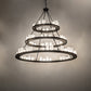 Meyda Lighting Loxley 72" 63-Light 3-Tier Oil Rubbed Bronze Shelburne Chandelier With Clear Frosted Acrylic Shade