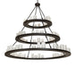 Meyda Lighting Loxley 72" 63-Light 3-Tier Oil Rubbed Bronze Shelburne Chandelier With Clear Frosted Acrylic Shade