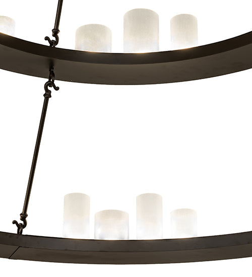 Meyda Lighting Loxley 72" 63-Light 3-Tier Oil Rubbed Bronze Shelburne Chandelier With Clear Frosted Acrylic Shade