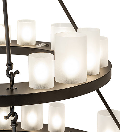 Meyda Lighting Loxley 72" 63-Light 3-Tier Oil Rubbed Bronze Shelburne Chandelier With Clear Frosted Acrylic Shade