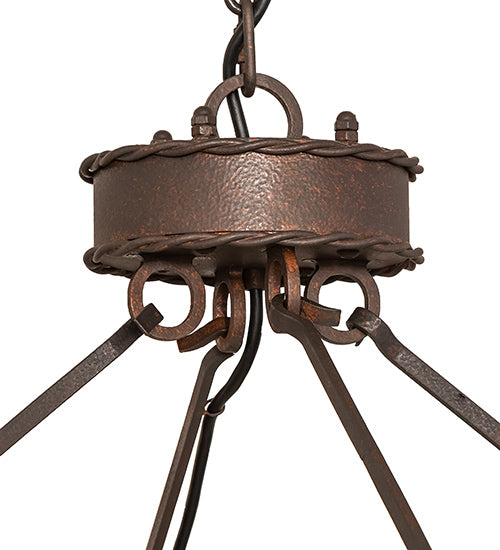 Meyda Lighting Loxley 72" Rusty Nail Escabroso Chandelier With Ambra Siena Idalight Shade