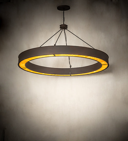 Meyda Lighting Loxley 72" Rusty Nail Escabroso Chandelier With Ambra Siena Idalight Shade