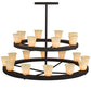 Meyda Lighting Loxley 75" 20-Light 2-Tier Dark Roast Piedmont Chandelier With Tawnyrock Idalight Shade Glass