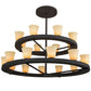 Meyda Lighting Loxley 75" 20-Light 2-Tier Dark Roast Piedmont Chandelier With Tawnyrock Idalight Shade Glass