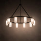 Meyda Lighting Loxley 76" 10-Light Bronze Needham Chandelier With White Statuario Idalight Shade