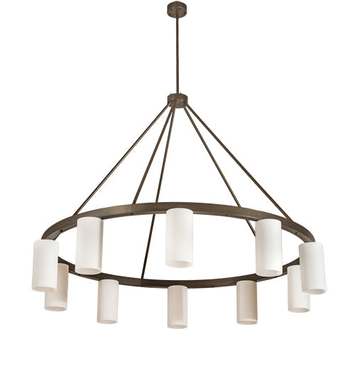 Meyda Lighting Loxley 76" 10-Light Bronze Needham Chandelier With White Statuario Idalight Shade