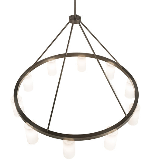 Meyda Lighting Loxley 76" 10-Light Bronze Needham Chandelier With White Statuario Idalight Shade