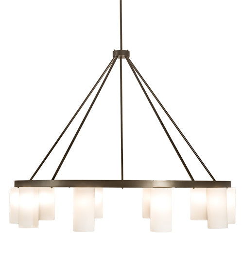Meyda Lighting Loxley 76" 10-Light Bronze Needham Chandelier With White Statuario Idalight Shade