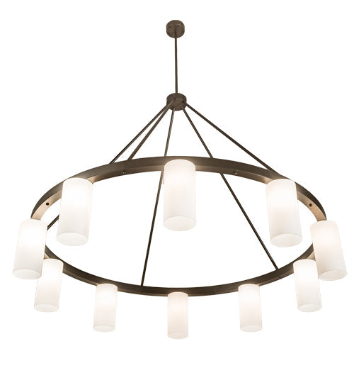 Meyda Lighting Loxley 76" 10-Light Bronze Needham Chandelier With White Statuario Idalight Shade