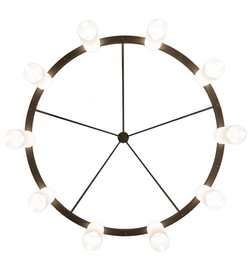 Meyda Lighting Loxley 76" 10-Light Bronze Needham Chandelier With White Statuario Idalight Shade