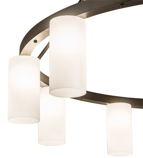 Meyda Lighting Loxley 76" 10-Light Bronze Needham Chandelier With White Statuario Idalight Shade