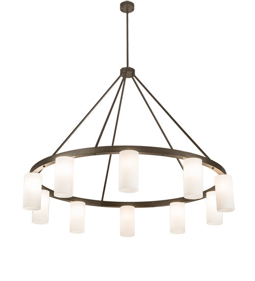 Meyda Lighting Loxley 76" 10-Light Bronze Needham Chandelier With White Statuario Idalight Shade